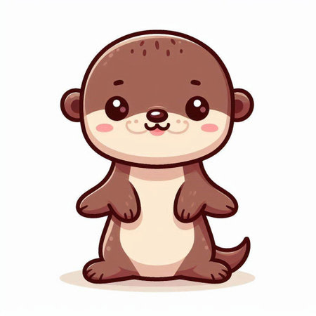 Cute little otter sitting on white background. Vector illustration.のイラスト素材