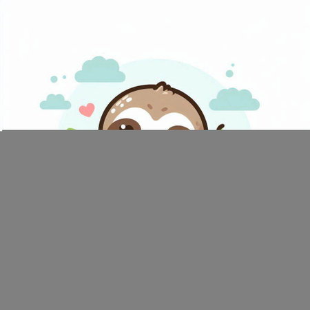 Cute cartoon sloth. Hand drawn illustration. Vector clipart.のイラスト素材