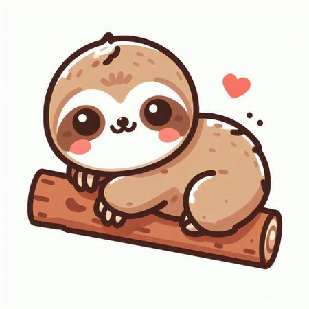 Cute cartoon sloth sitting on a log. Vector illustration.のイラスト素材