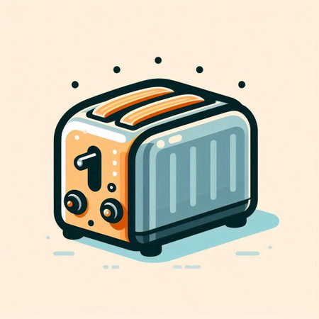 Toaster with toasts. Vector illustration in flat cartoon style.のイラスト素材