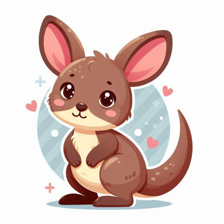 Cute kangaroo cartoon character. Vector illustration of cute kangaroo.のイラスト素材