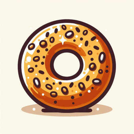 Donut with chocolate glaze. Vector illustration in cartoon style.のイラスト素材