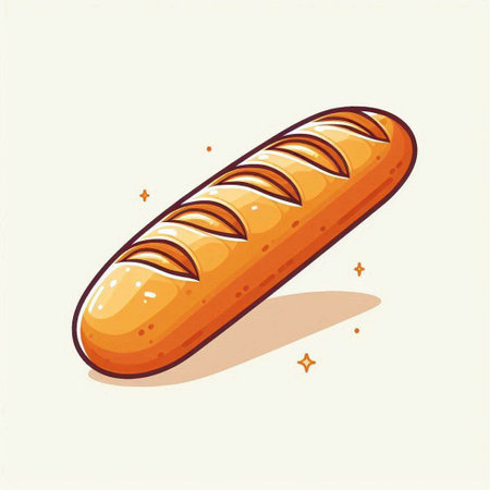 Illustration of a loaf of bread on a light background. Vector illustrationのイラスト素材