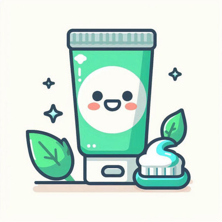 Cute toothpaste character with toothbrush and toothpaste. Vector illustrationのイラスト素材