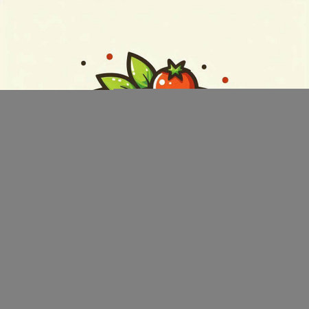 Cute cartoon tomato with leaves. Vector illustration on white background.のイラスト素材