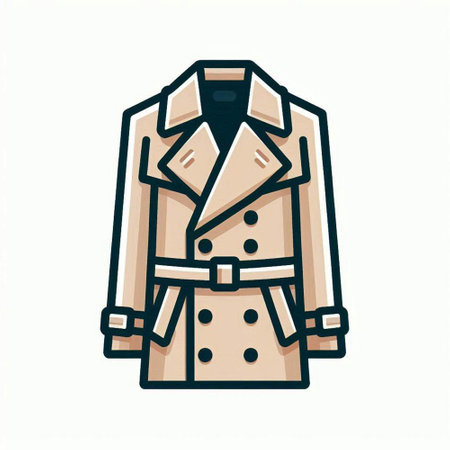 Beige coat with a belt on a white background. Vector illustrationのイラスト素材