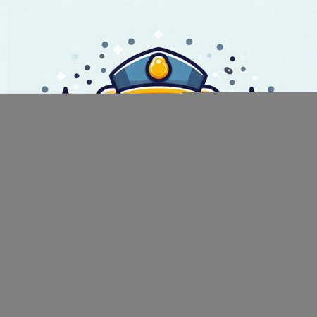 Illustration of a police cap on a white background with sparklesのイラスト素材