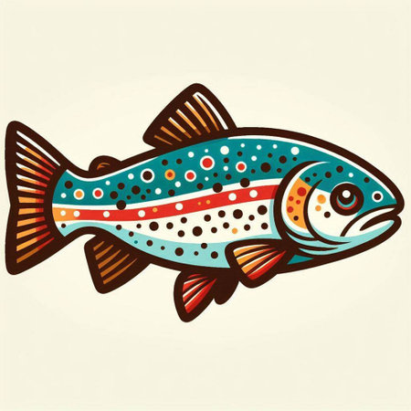 Illustration of a rainbow trout fish, isolated on a light backgroundのイラスト素材