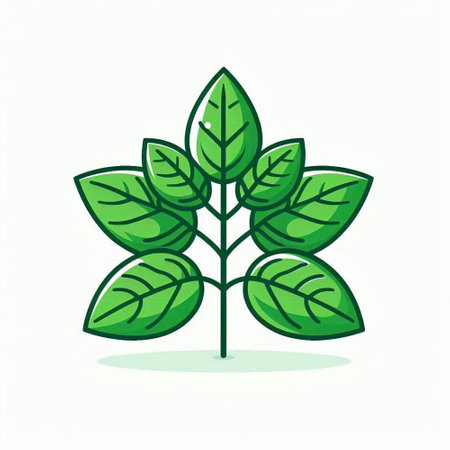 Leaf icon. Green leaves on white background. Vector illustration.のイラスト素材