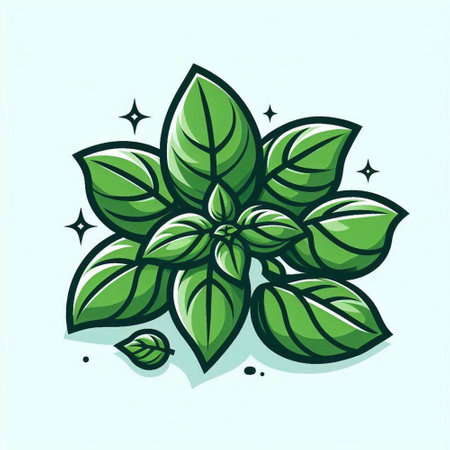 Basil icon isolated on white background. Hand drawn vector illustration.のイラスト素材