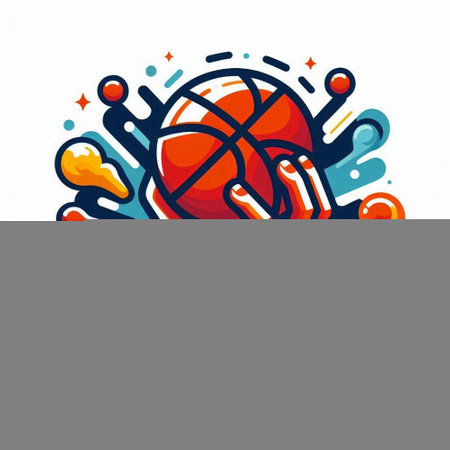 Basketball sport logo design template. Vector illustration in cartoon style.のイラスト素材