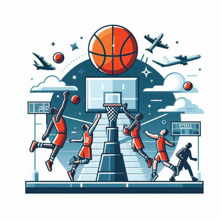 Basketball players in action. Vector illustration of basketball player in action.のイラスト素材