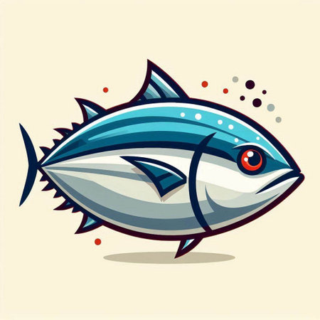 Illustration of a tuna fish on a light background. Vector illustrationのイラスト素材