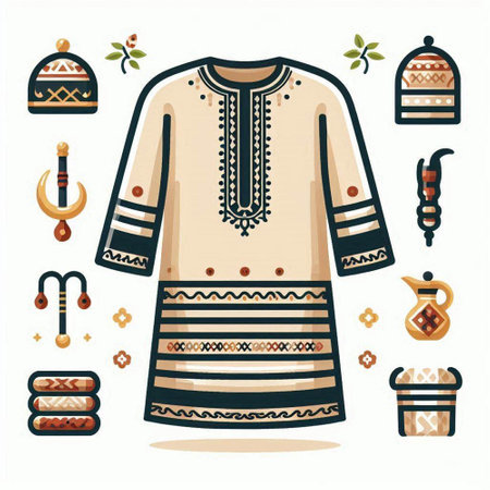 Ukrainian national clothes. Vector illustration in a flat style.のイラスト素材