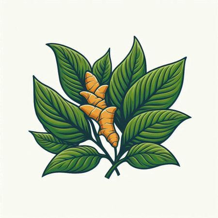 Illustration of a coffee plant with leaves and buds. Vector illustration.のイラスト素材
