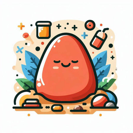 Cute cartoon stone character on colorful background. Vector illustration for your designのイラスト素材