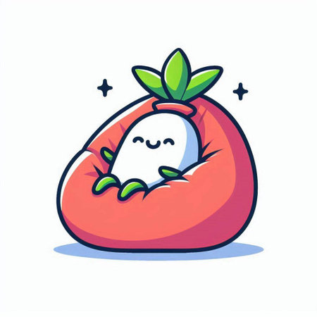 Cute hand drawn vector illustration of red bean bag. Cartoon style.のイラスト素材