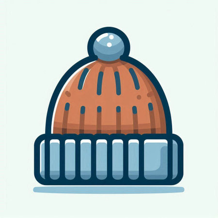 Winter hat. Vector illustration in flat style. Isolated on white background.のイラスト素材