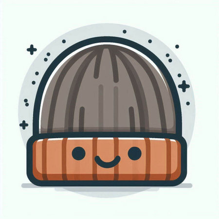 Cute knitted hat. Vector illustration in a flat style.のイラスト素材
