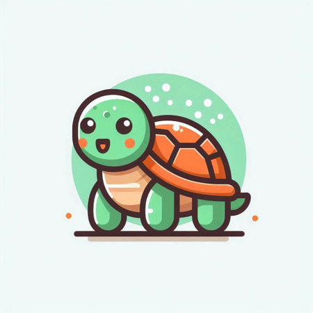 Cute turtle icon. Vector illustration of cute turtle in cartoon style.のイラスト素材