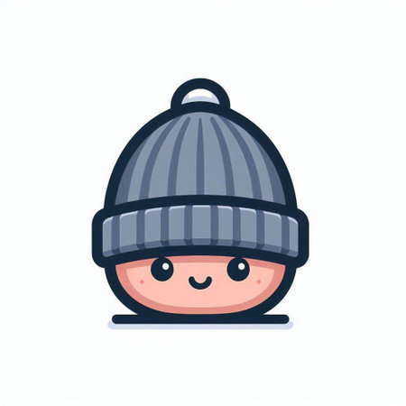 Cute winter hat icon. Vector illustration. Isolated on white background.のイラスト素材