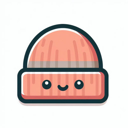 Cute cartoon knitted hat. Vector illustration isolated on white background.のイラスト素材