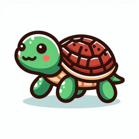 Cute cartoon turtle. Vector illustration isolated on white background. Cartoon style.のイラスト素材