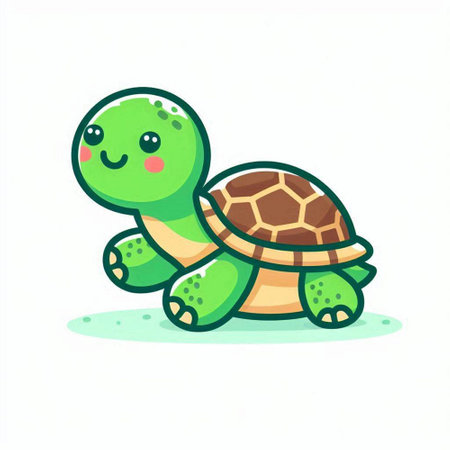 Cute cartoon turtle. Vector illustration isolated on a white background.のイラスト素材