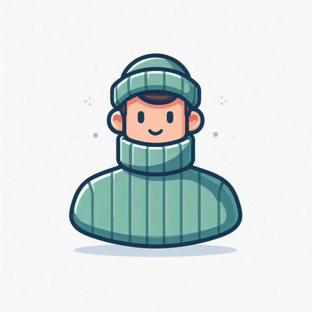 Winter man in warm clothes. Vector illustration in cartoon style on white background.のイラスト素材