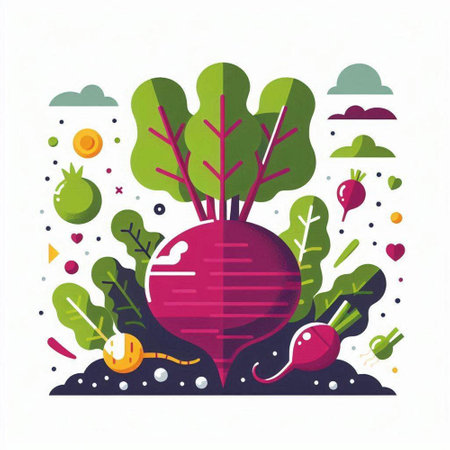 Radish vector illustration in flat style. Vegetarian food design.のイラスト素材