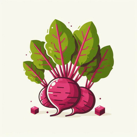 Beetroot with leaves. Vector illustration in a flat style.のイラスト素材