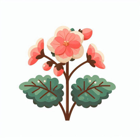 Cute pink flowers on a white background. Vector illustration in cartoon style.のイラスト素材