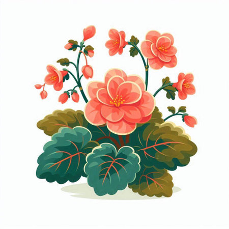 Flowerpot with red geranium on a white background. Vector illustration.のイラスト素材