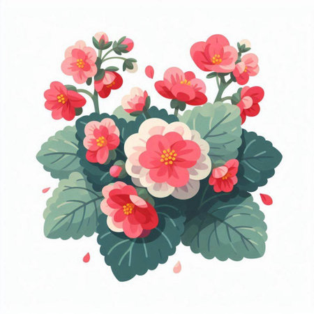 Flowering geranium in watercolor style. Vector illustration.のイラスト素材