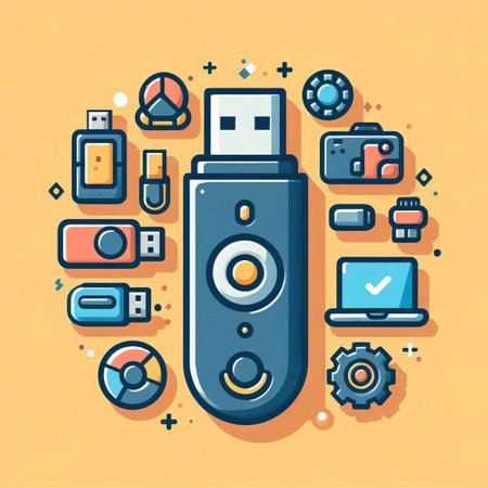 Vector illustration of a usb flash drive in a flat design style.のイラスト素材