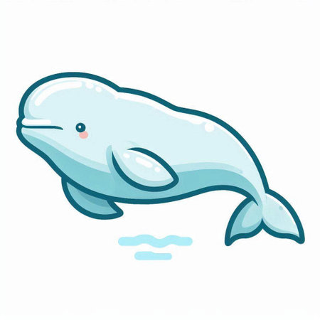 Cute cartoon white whale isolated on white background. Vector illustration.のイラスト素材