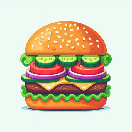 Hamburger icon. Vector illustration of fast food hamburger.のイラスト素材