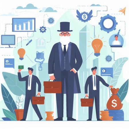 Businessman with briefcase and money. Vector illustration in flat styleのイラスト素材