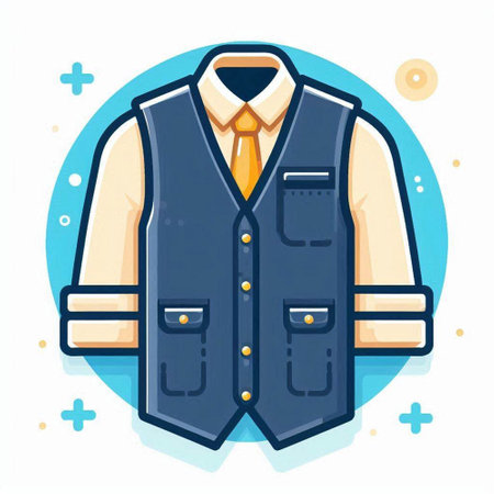 Vector illustration of a man's jacket and tie in flat style.のイラスト素材
