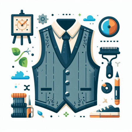 Vector illustration of a man's suit, accessories and accessories. Fashion and style.のイラスト素材