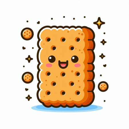 Cute and kawaii cookie character. Vector flat cartoon illustrationのイラスト素材