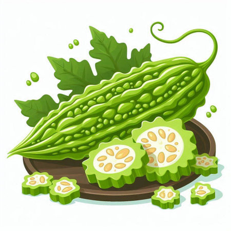 Bitter gourd, bitter melon, bitter gourd vector illustration.のイラスト素材