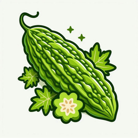 Bitter gourd vector illustration. Bitter melon vegetable.のイラスト素材