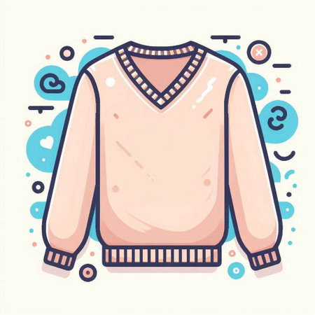 Illustration of a warm sweater on a colorful background. Vector illustrationのイラスト素材