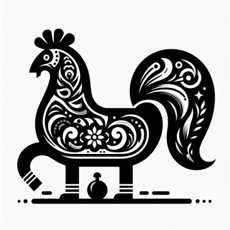 Chinese zodiac rooster on a white background. Vector illustration.のイラスト素材