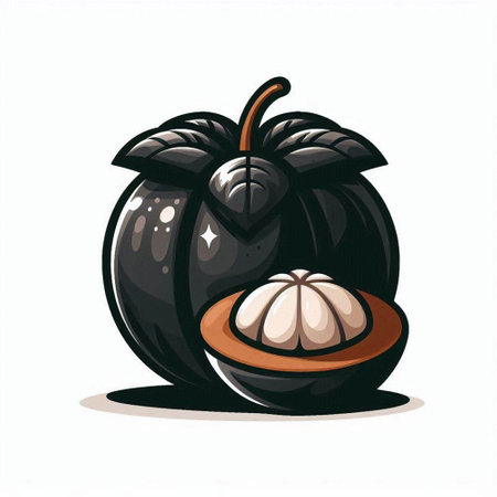 Illustration of a mangosteen isolated on a white background.のイラスト素材