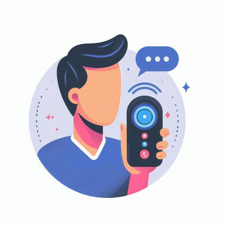 Vector illustration of a man holding a remote control in his hand.のイラスト素材