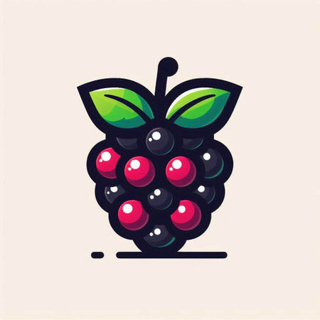 Fruits icon of blackberry. Vector illustration of berry.のイラスト素材