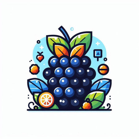 Fruit and berry icon in flat style. Vector illustration.のイラスト素材