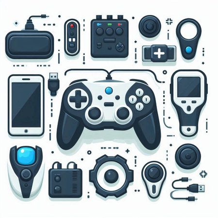 Gamepad, video game console, joystick, controller, gamepad, smartphone, gamepad, gamepad. Vector illustration.のイラスト素材